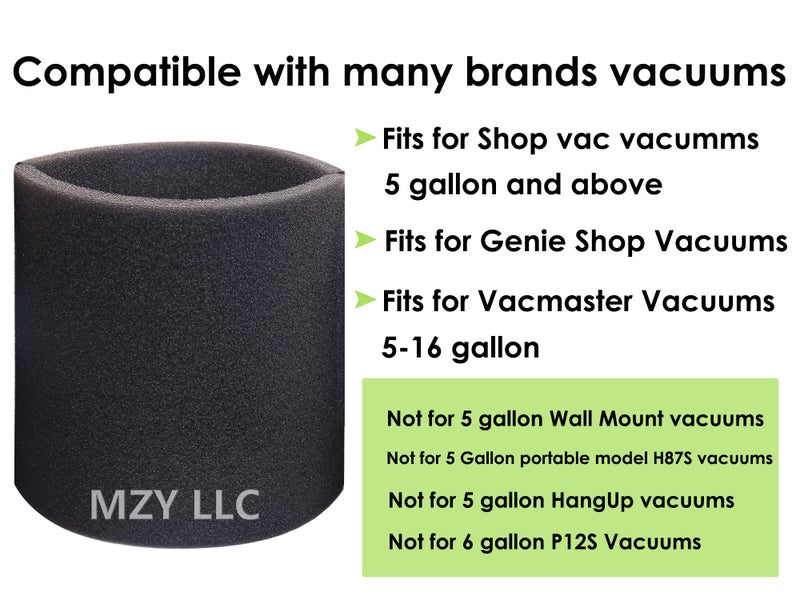 MZY LLC 3 Pack 90585 Foam Sleeve Filter Replacements for Shop Vac for Vacmaster & for Genie Shop Wet Dry Vacuums, VF2001 Foam Filter for Wet Dry Vacuum Cleaner - Image 3